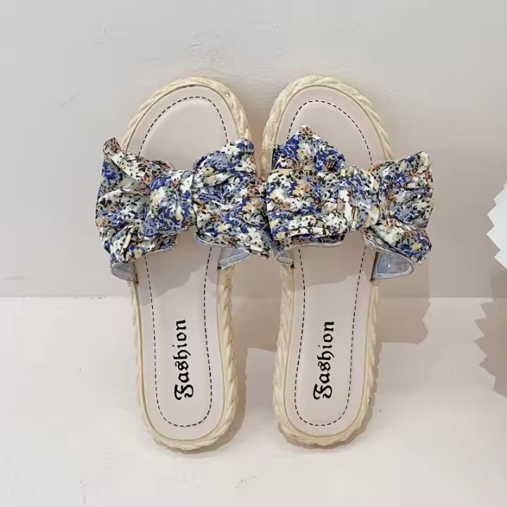 Sandalias de Mujer Verano 2025 Diseño Floral con Lazo Uso al Aire Libre Estilo Coreano - 1