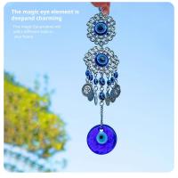 1 unidad, colgante de ojo del diablo, ojos azules de cristal de Palma de aleación, colgante de artesanía decorativa para jardín - details 1
