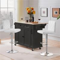 Juego de 2 Taburetes de Bar Altura Ajustable 92-113,5cm Sillas de Bar Asientos Giratorios Diseño Moderno Taburetes Altos Negro - details 42