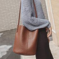 Bolso de hombro Vintage de gran capacidad para mujer, bolso cruzado informal de cuero PU, Color sólido, bolso de compras con asas - details 15
