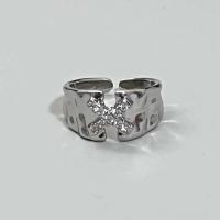 Anillo abierto de estrella cruzada para mujeres y hombres, anillos de pareja ajustables de Color plateado gótico Punk - details 1
