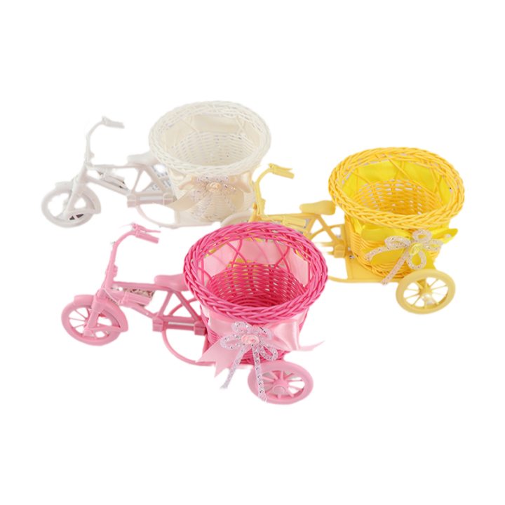 Vaso De Flor De Cesta Para Bicicleta Triciclo Decoración De Mesa Para El Hogar Y Bodas Diseño De Plástico Y Fibra Vegetal