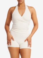 Top corto liso con cuello de pico para mujer, Top corto con cuello Halter, camisetas sin mangas informales básicas con espalda descubierta, camiseta estética Y2k para Yoga y verano - details 6