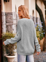 Suéter elegante de punto para mujer, jersey básico con bolsillo y cuello redondo, holgado, Vintage, otoño e invierno, 2023 - details 10