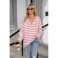 Sudadera con capucha de moda coreana para mujer, manga larga, rayas, primavera-otoño, top novedoso - details 11