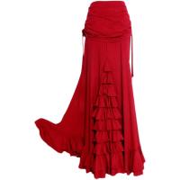 Flamenco Vestido de baile de hojas triangulares rojo envuelto cadera con dos lados hinchados - details 1