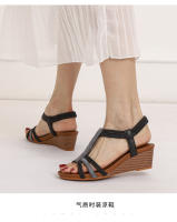 Sandalias romanas de cuña retro para mujer, verano 2025, nuevo estilo étnico, zapatos de viaje ligeros de una sola tira para mujer - details 9