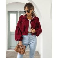 Chaqueta Bomber Cropped con Mangas de Farol Moda de Primavera Vintage de Pana - details 2