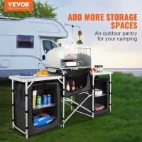 Mueble de Cocina Portátil para Acampar Aluminio Ajustable a Altura Estructura de Barbacoa Negro - details 3