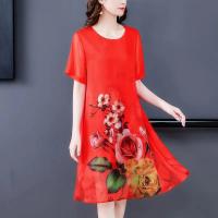 Vestido Casual de Moda para Mujeres Plus Size Verano 2023 Estilo Suelto Medio Largo con Estampado para Madres Mayores - details 1