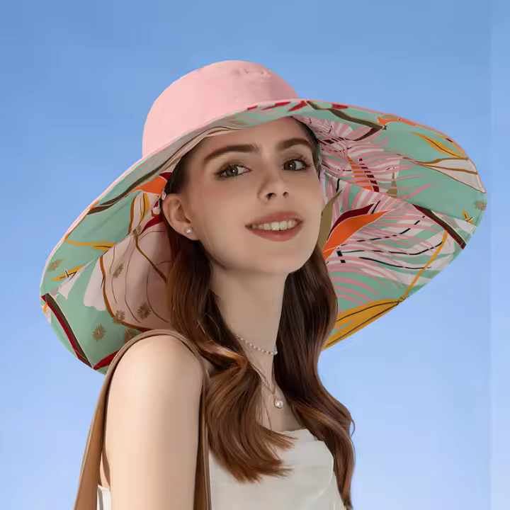 Elegante Sombrero de Playa de Doble Cara para Mujer Protección Solar Moda de Verano al Aire Libre - 1