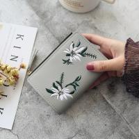 Cartera corta coreana para estudiantes, billetera de cuero PU con cremallera, flores bordadas, Mini bolso para mujer - details 8