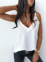 Verano Moda Suelta Camisola Sin espalda Sexy camiseta sin mangas para mujer - details 8