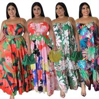 Vestidos de talla grande 5XL 4XL para mujer, batas con volantes en cascada, vestido holgado informal de estilo callejero con estampado de verano y otoño, vestido Maxi de talla grande - details 1