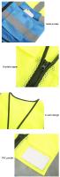 Trabajo plano de la ropa deportiva de la malla segura alto Vis azul negro chaleco rosado reflexivo cremallera poliéster durable Ems - details 5