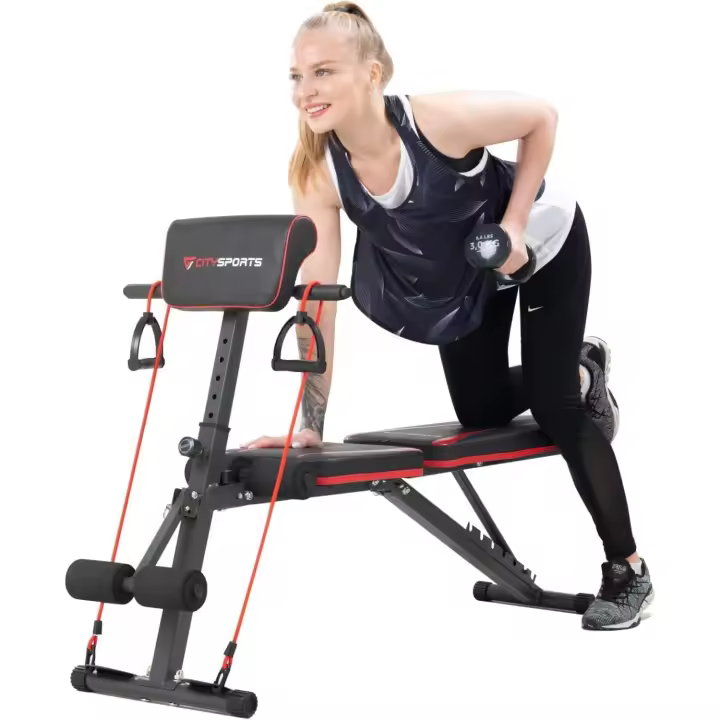 Banco de Musculación Plegable 7 Posiciones Ajustables 2 Correas de Entrenamiento - 1