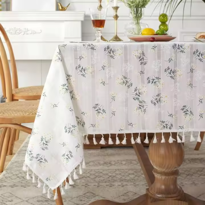 Mantel de algodón lac Margarita grande, cubierta de mesa rectangular para decoración de mesa de café, cocina, sala de estar, boda - 1