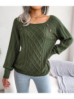 Suéter de punto con botones para mujer, Jersey holgado de manga larga, otoño, 2023 - details 15