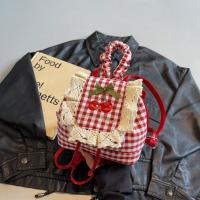 Mochila multifuncional de estilo coreano con encaje a cuadros, mochila de viaje con cerezas, bolso para libros, bolso de hombro con lazo de gran capacidad para verano - details 16