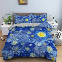 Juego de Cubierta de Edredón y Sábanas con Pintura Moderna Clásica de Van Gogh Noche Estrellada Tamaño Queen Decorativo 3 Piezas - details 12