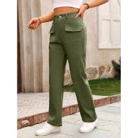 Pierna recta de cintura alta, pantalones sólidos, pantalones sueltos de estilo coreano de moda para mujer - details 11
