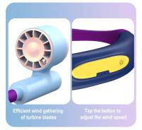 Ventilador de cuello colgante con carga tipo C, batería de 2400 mAh, ventilador de turbina Halter pequeño portátil, ventilador silencioso para viajes al aire libre y deportes - details 3