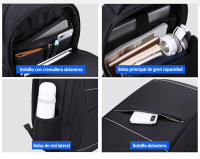Mochila minimalista para hombre, mochila para ordenador de 15,6 pulgadas, almacenamiento multicapa, con interfaz USB - details 3