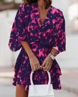 BUNO-Vestido holgado con cuello en V y manga murciélago para mujer, minivestido informal con volantes y corte en A, ropa de playa para vacaciones 2024 - details 11
