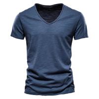 Camiseta de algodón de marca de calidad para hombre, camisetas ajustadas con cuello en V y diseño a la moda para hombre, camisetas de manga corta - details 0