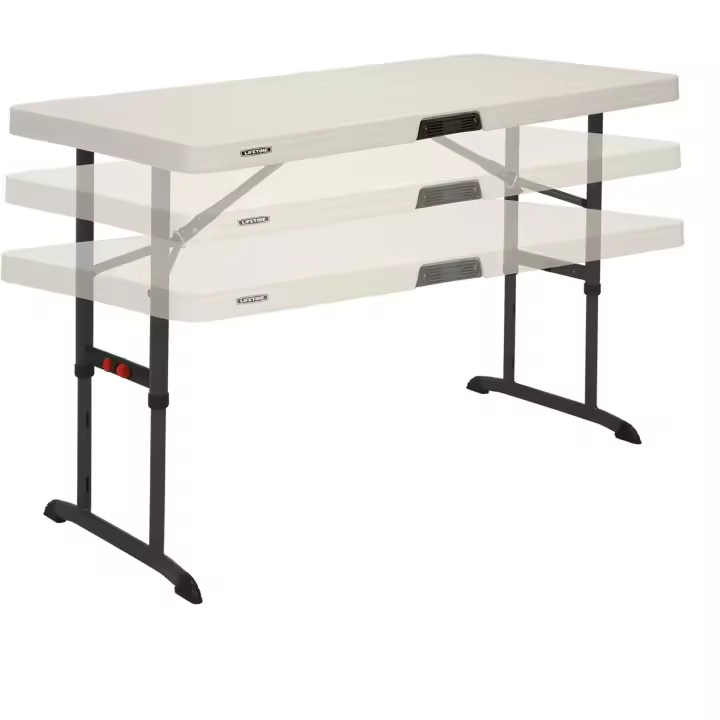 Mesa Plegable portátil Cuadrada Catering Ultrarresistente, Medidas 122x61cm, Altura Ajustable, Peso 11 kg, Duradera y Resistente, Capacidad 4 Personas (92121) - 1