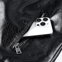 Abrigo de lana para hombre para mantener el calor, Tops con cuello extraíble a la moda, chaqueta de cuero con solapa sólida gruesa y holgada para exteriores, invierno - details 11