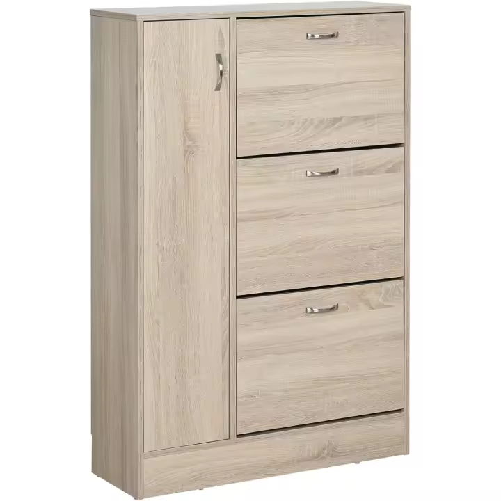 Armario Zapatero de 2 en 1 para Zapatos Mueble Almacenaje Paraguas Gran Espacio Estante Ajustable en 2 Niveles Capacidad de 12 pares 79x26x120 cm Madera - 1