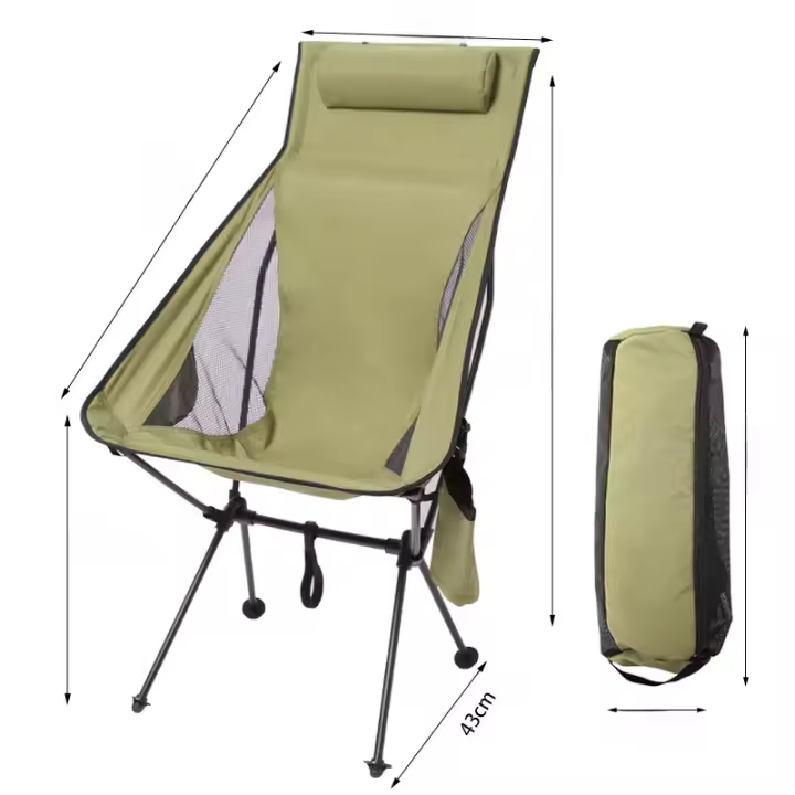 Silla reclinable, silla plegable para exteriores, práctica bolsa para tazas con almohada, tres colores - 1
