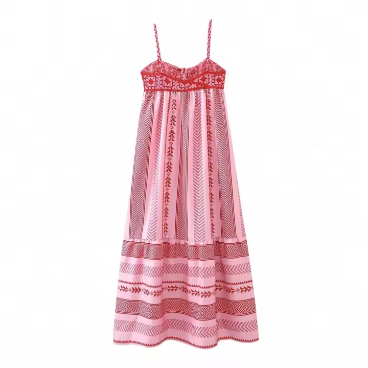 Nueva ropa de mujer, estilo europeo y americano francés retro impresión gancho costura diseño sentido vestido de punto falda de mujer - 1