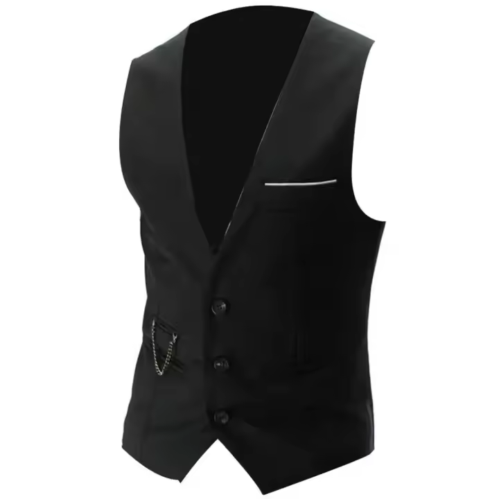 Chalecos para hombre con cuello en V, sin mangas, con botones y bolsillos, chaleco de traje a la moda. - 1