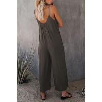 Mono informal de verano sin mangas con pernera ancha para mujer, pantalones de color liso con peto, mono culotte con bolsillos - details 14