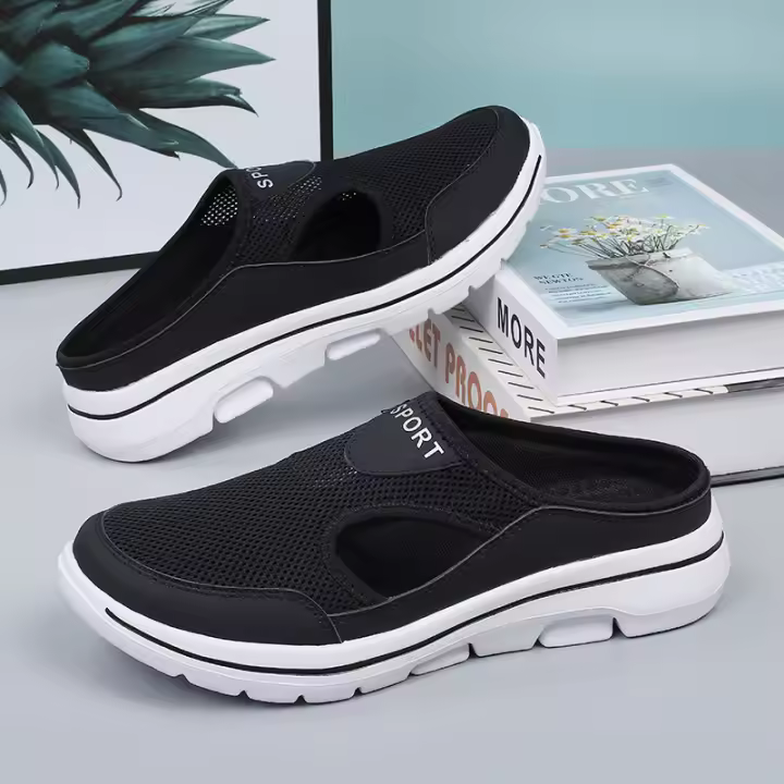 Zapatillas de Tacón Bajo con Cabeza de Pan para Hombres y Mujeres Zapatos de Suela Gruesa - 1