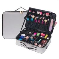 Bolsa de cosméticos impermeable con patrón de cocodrilo Pu para mujer, gran capacidad, partición ajustable, estuche de maquillaje para tatuaje de viaje, nuevo - details 1