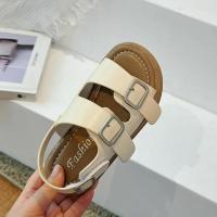 Zapatos casuales con hebilla para niños, zapatos de playa con punta abierta, sandalias clásicas retro de color sólido para niños y niñas, novedad de verano, 2024 - details 13