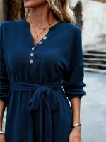 Vestido Corto de Crochet para Mujer Cuello en V, Color Sólido, Moda Casual, Prenda Única de Punto - details 24