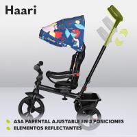 Haari Bicicleta 2 en 1 Menores hasta 25 kg 1,5-5 años Triciclo- Carrito Cesta espaciosa, Bolsa y portavasos Cinturones de 3 Puntos con Fundas Toldo Reposapiés Azul Oscuro - details 5