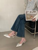 Sandalias de diamantes de imitación baotou para mujer en verano, nuevas sandalias francesas hermosas con faldas, gatitos y tacones altos - details 22