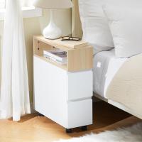 Mesa Auxiliar con 2 Estantes Consola Mesita de Noche con Ruedas Mesa Blanca Mesita 70 x 35 x 60 cm FBT34-W ES - details 64