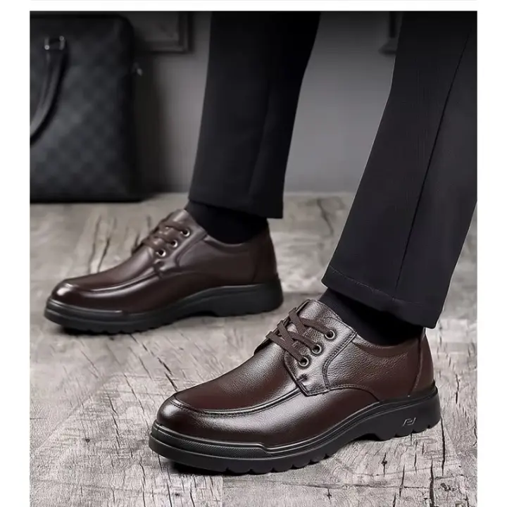 Zapatos de cuero de los hombres de negocios zapatos casuales de moda transpirables británicos zapatos casuales de encaje para arriba - 1