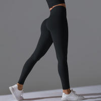 Hamidou-Pantalones deportivos de Yoga para mujer, mallas de cintura alta y caderas ajustadas, glúteos de melocotón, pantalones de Yoga desnudos de cintura alta - details 7