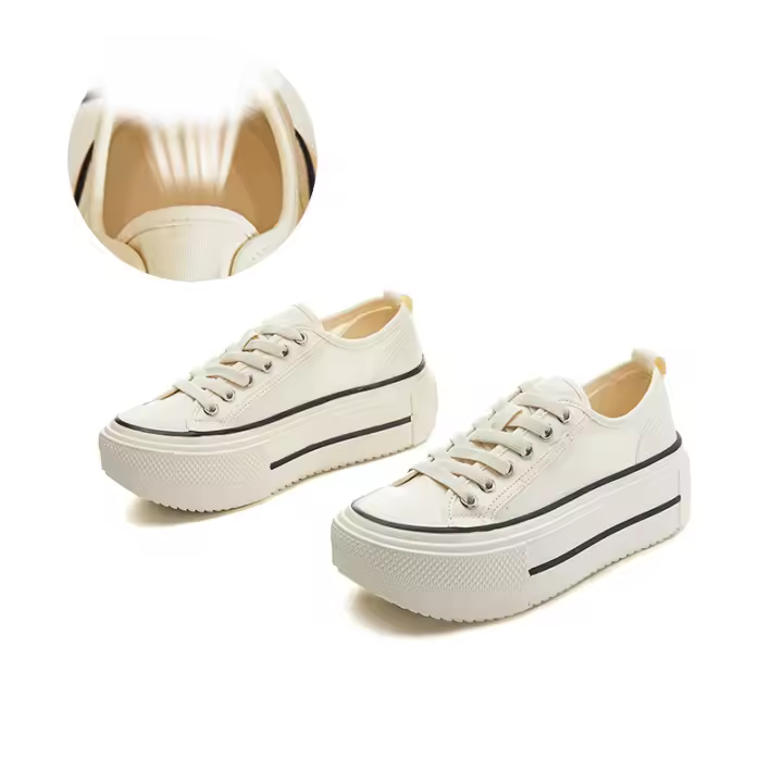 Aumento de altura interior 0,5 cm plantilla de piel de cerdo zapatos de lona nuevos zapatos de junta casual versátiles zapatos pequeños blancos - 1