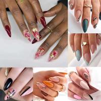Juego completo de uñas postizas onduladas francesas, múltiples estilos, 24 piezas, precio asequible - details 6