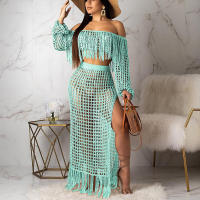 Conjunto de 2 piezas para mujer, falda de cintura alta y camiseta, diseño de borlas, universidad, chicas jóvenes, verano - details 6