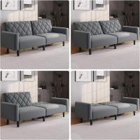 Sofá Plegable Moderno 2 Plazas 159x75.5x73 cm Respaldos Ajustables en 3 Niveles Tela Verde - details 12