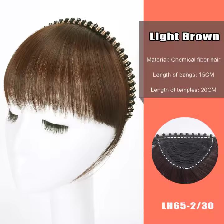 Para diadema trenzada, flequillo sintético, extensión de cabello, flecos falsos, Clip de pelo Natural en postizos para mujeres, Invisible Natural - 1